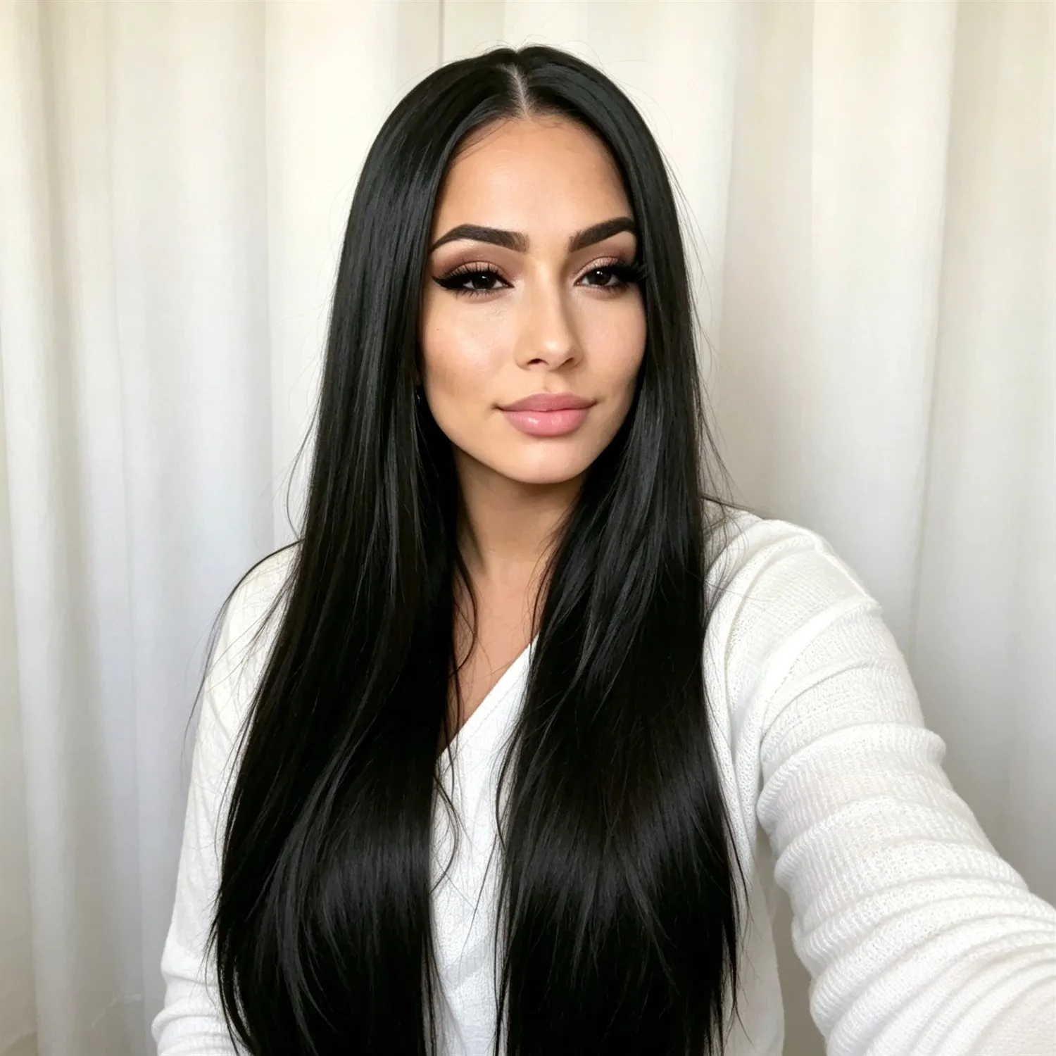 Straight Wig 30 Inch 2 Dark Brown Heat Resistant Synthetic Wig For Women With Side Bangs