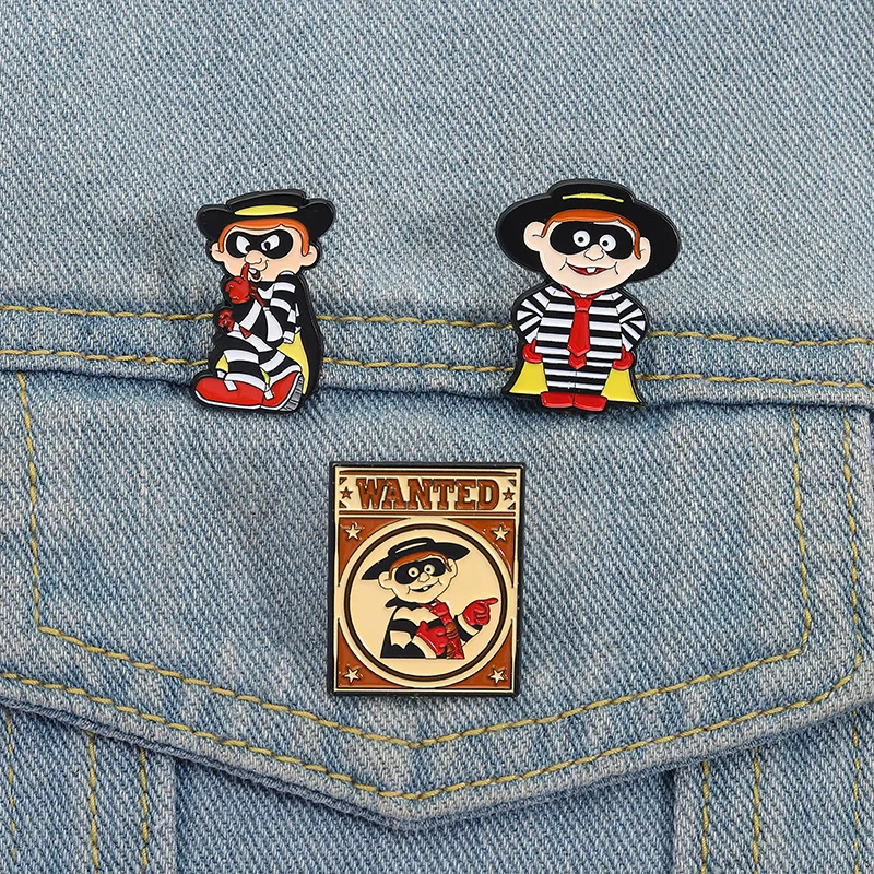 Vintage Collectible Jewelry - Vintage Hamburglar Enamel Pin Set Brooch