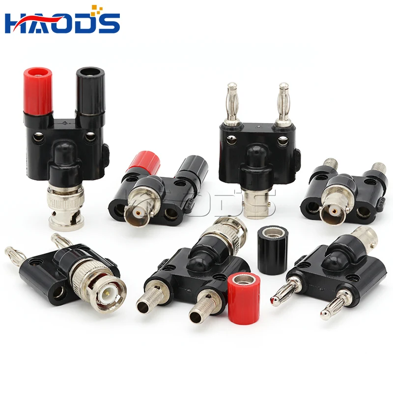 1PCS BNC to Dual 4mm Banana Adapter Male to Female RF Coaxial Connector 3-Way Splitter Test Converter for Electronic Components
