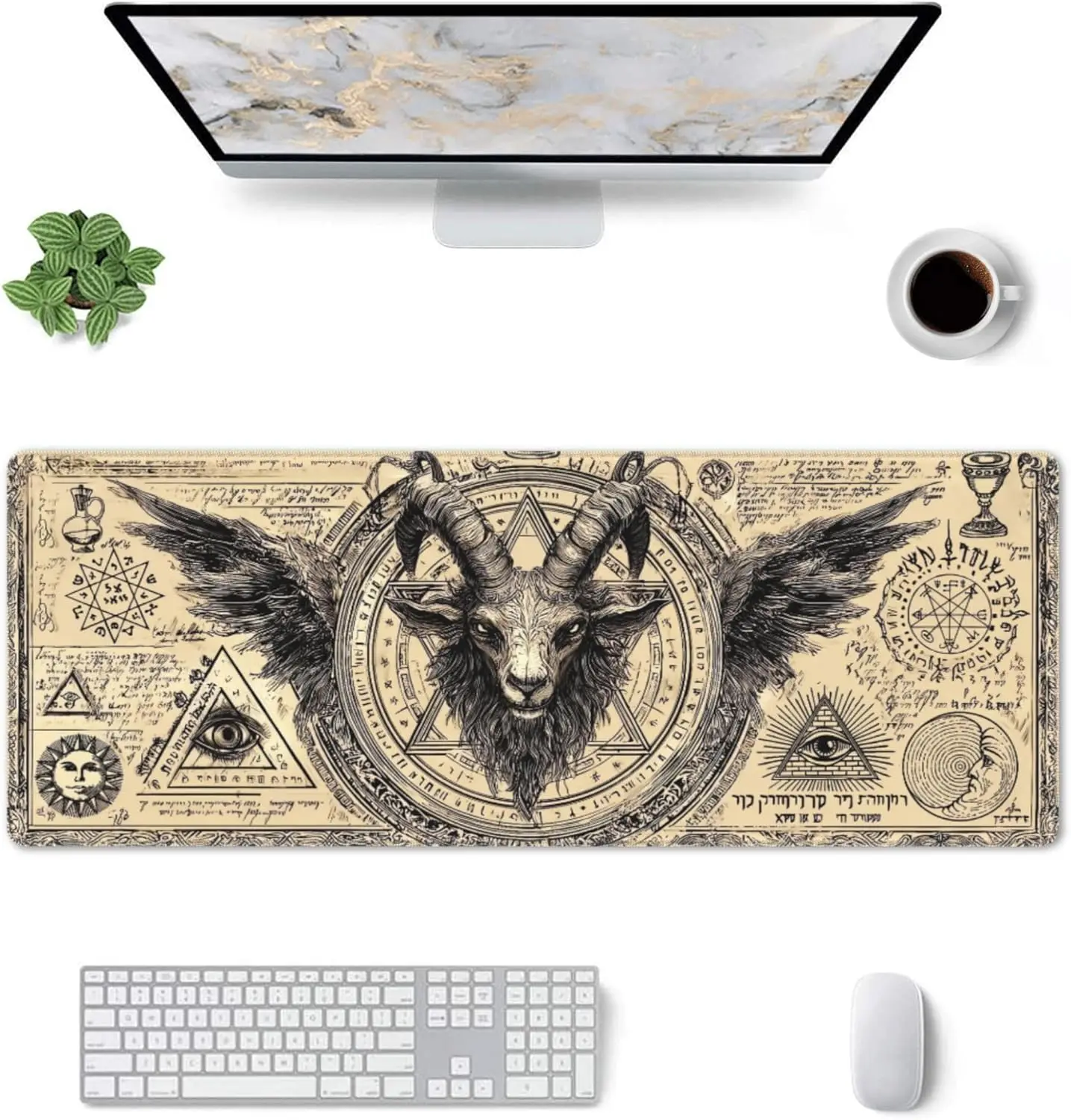 لوحة ماوس ألعاب ممتدة ذات طابع جمجمة - حصيرة مكتب كبيرة مقاس XL مع حواف مخيطة للاعبين والمكتب المنزلي #2