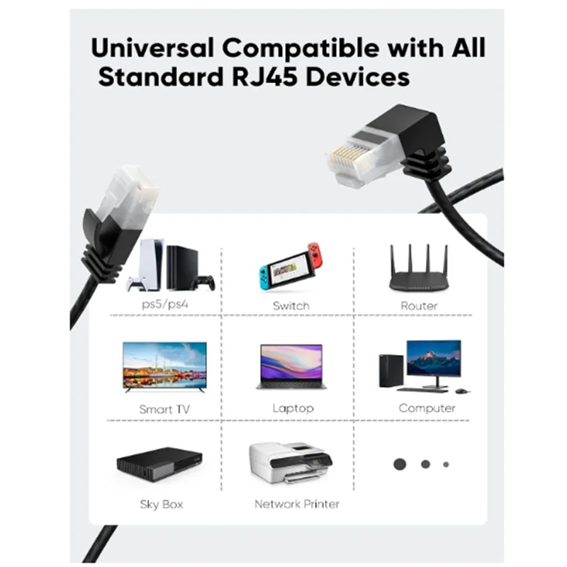 

0.25-10m Ethernet Cable RJ45 Cat6 Lan Cable UTP RJ45 Network Cable for Cat6 Compatible Patch Cord 90 Degree Right Angle 1000Mbps