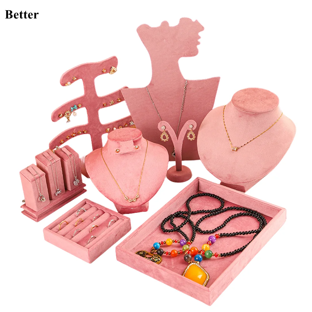 

velvet Jewelry Props Display Holder Necklace Pendant Shows Tray Counter Window Showcase Jewelry Organizer Storage Holder Rack