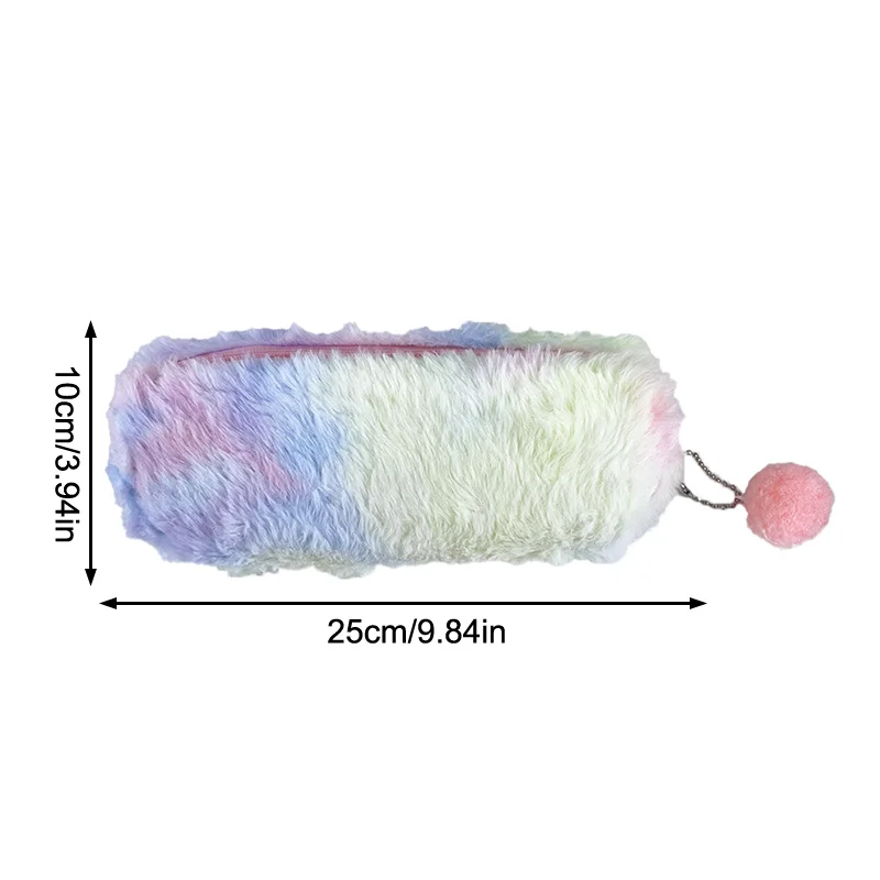 Gradient Color Plush Pencil Case Simple Large Capacity Stationery Storage Bag Creative Pen Pouch Makeup Bags School Supplies