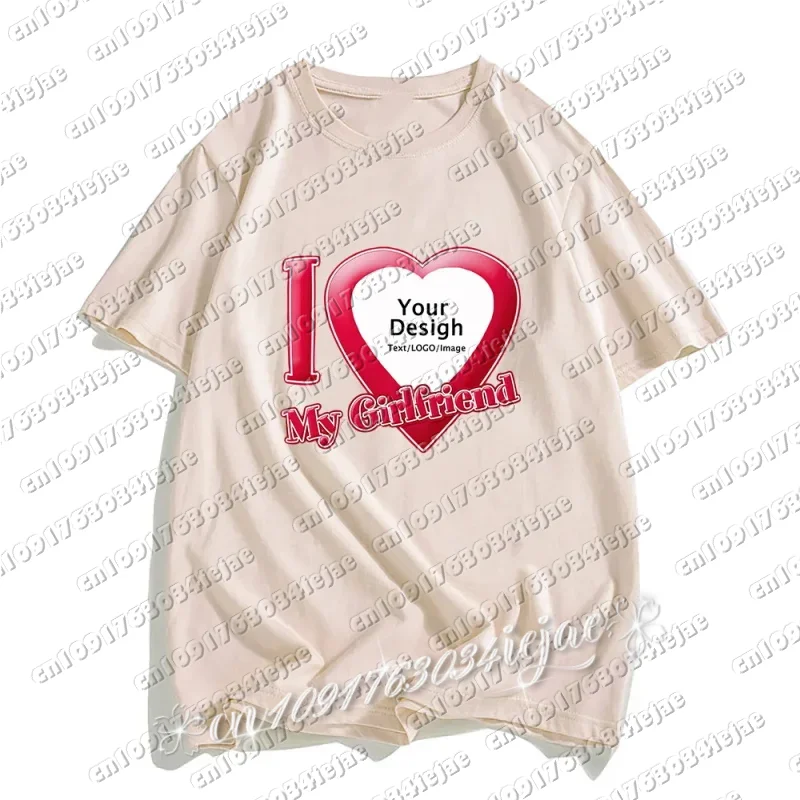 

I Love My Boyfriend Girlfriend T-shirt For Mens Women Custom Photo Short Sleeve Tee Shirt Tops Customize Cotton Tshirt