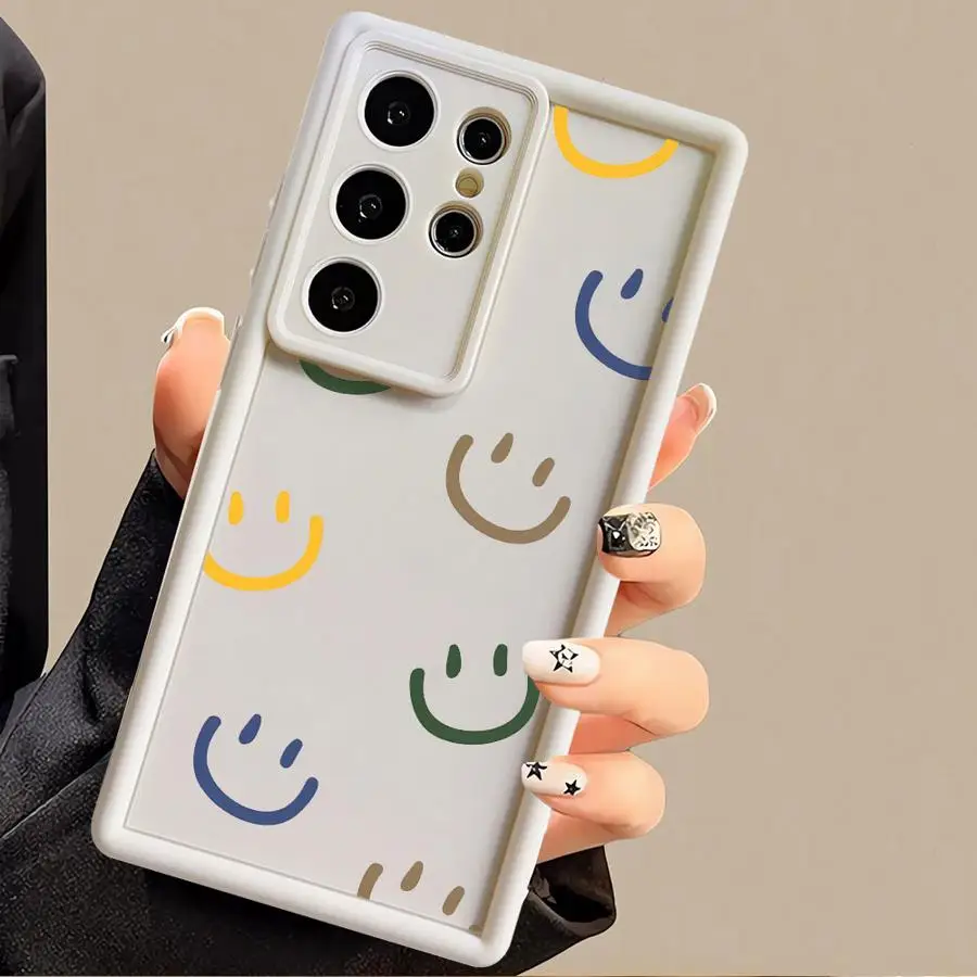 Case for Samsung S23 S24 S22 Ultra S20 FE S21 Plus Angel Eye Ladder Shockproof Phone Cover Silicone Shell Rainbow Smiley Face