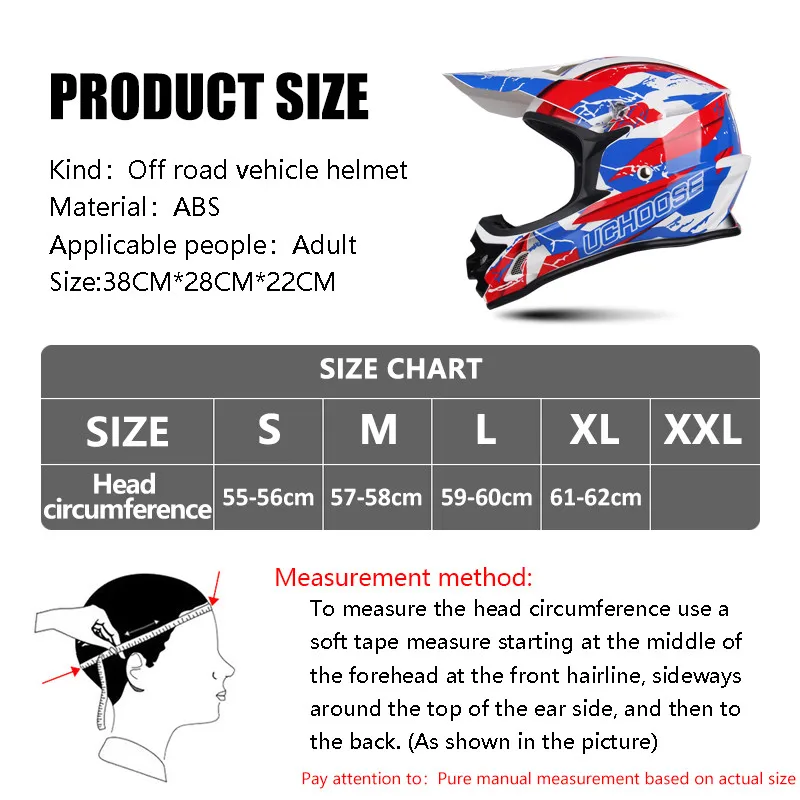 Uchoose Caschi da uomo per donna adulta Motocross Kask Cross Downhill Soporte Casco Casco Off Road Casco da moto classico da corsa