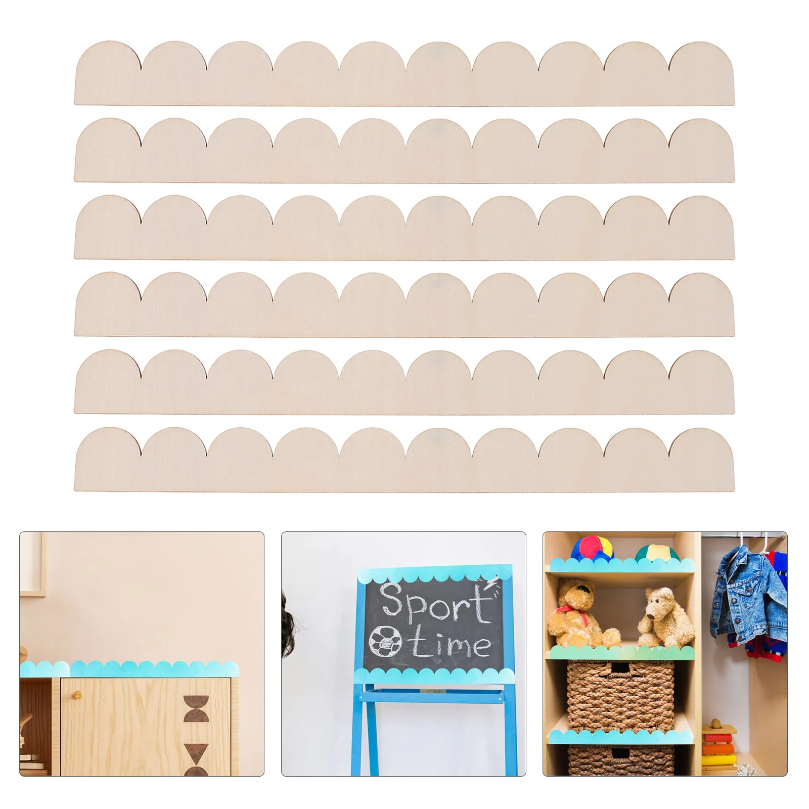 

12pcs Wood Border Trim Unfinished Fan Shaped Wooden Frame Home Diy Crafts Closet Rack Door Frame Decoration Wooden Strips