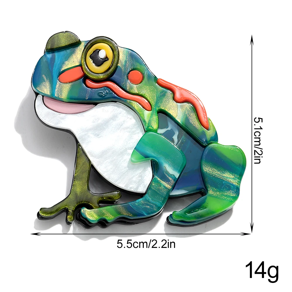 Creative 3D Acrylic Cartoon Frog Brooch for Women Unisex Cute Colorful Animals Badge Pins Clothing Accessories