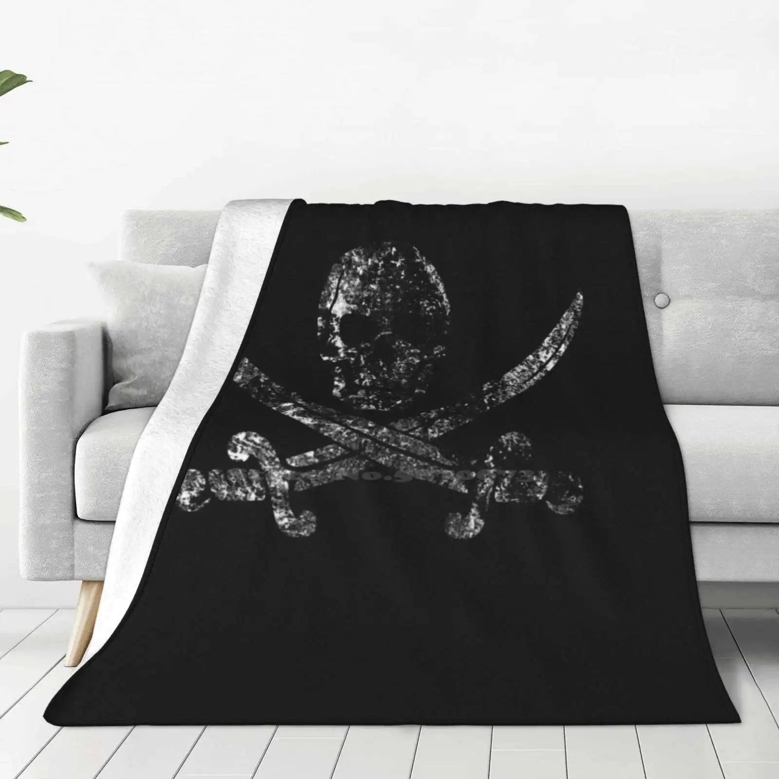 

Vintage Pirate Skull Jolly Roger Flag Nice Design Hot Sale Printing High Qiality Warm Flannel Blanket Vintage Pirate Skull