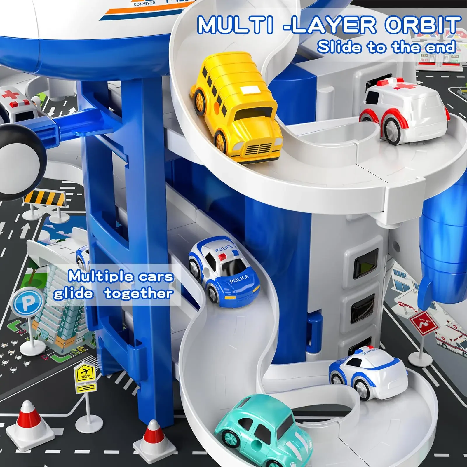 Oversized Collection Aircraft Toy Shape-shifting Multi-purpose Rail Passenger Aircraft with Music Light Maps Toys for Boys Kids
