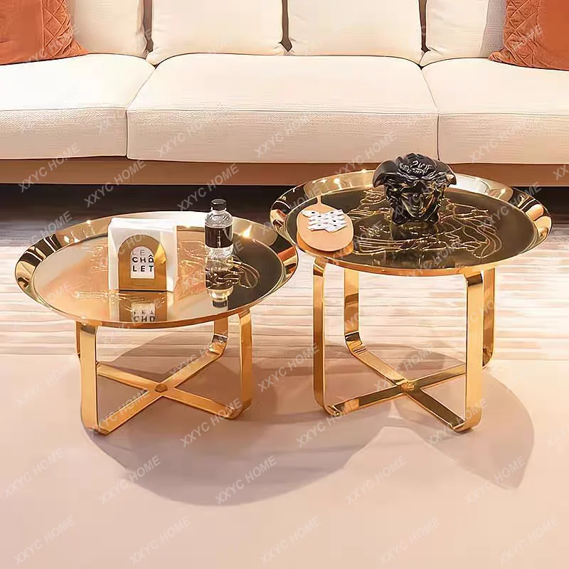 

Lliving room sofa combination edge few simple modern creative stainless steel corner few round edge few