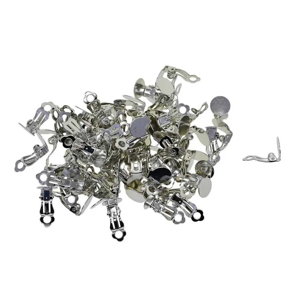 Tray Iron Clip on Ear Ring Hooks Flat Round Earring Findings DIY Jewelry Supplies for Creating Ear Cuffs