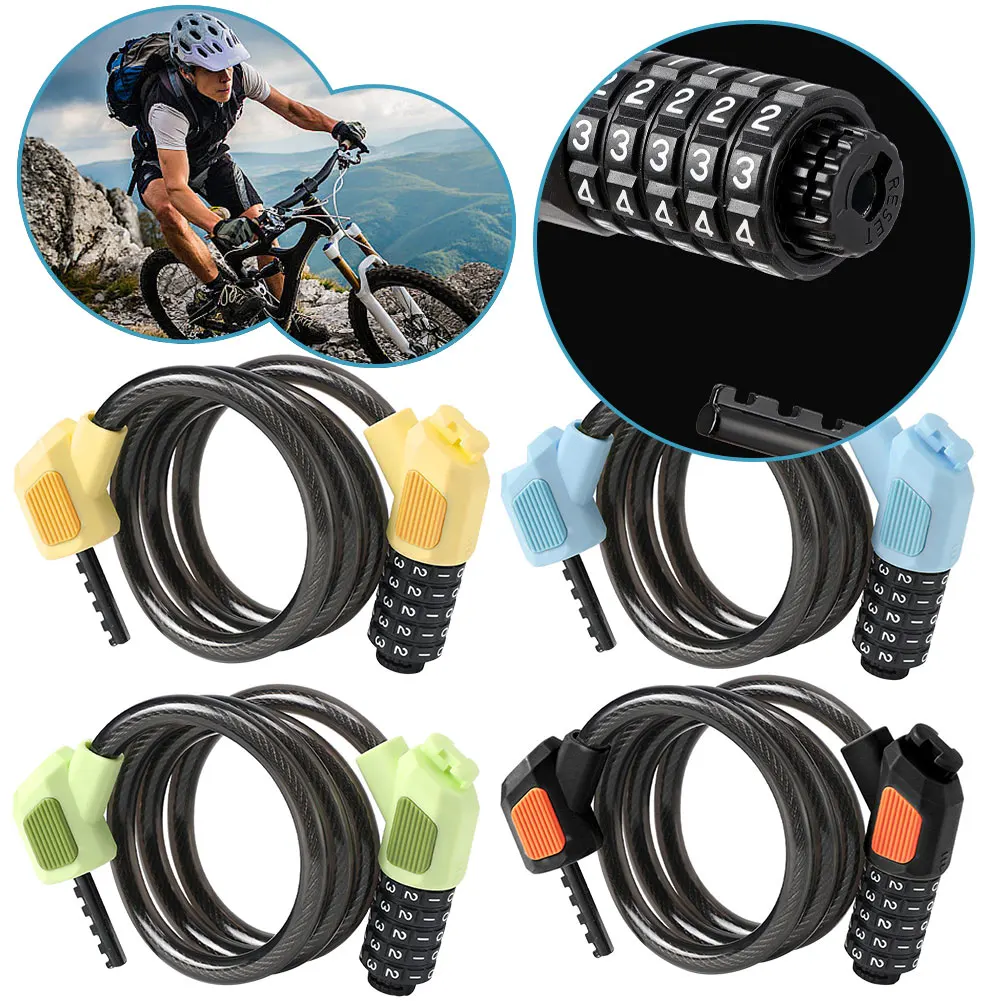 Universal Bicycle Lock Anti-Theft 5 Digit Code Cable Lock High Bicycle Cable Padlock for Electric Bike Scooter