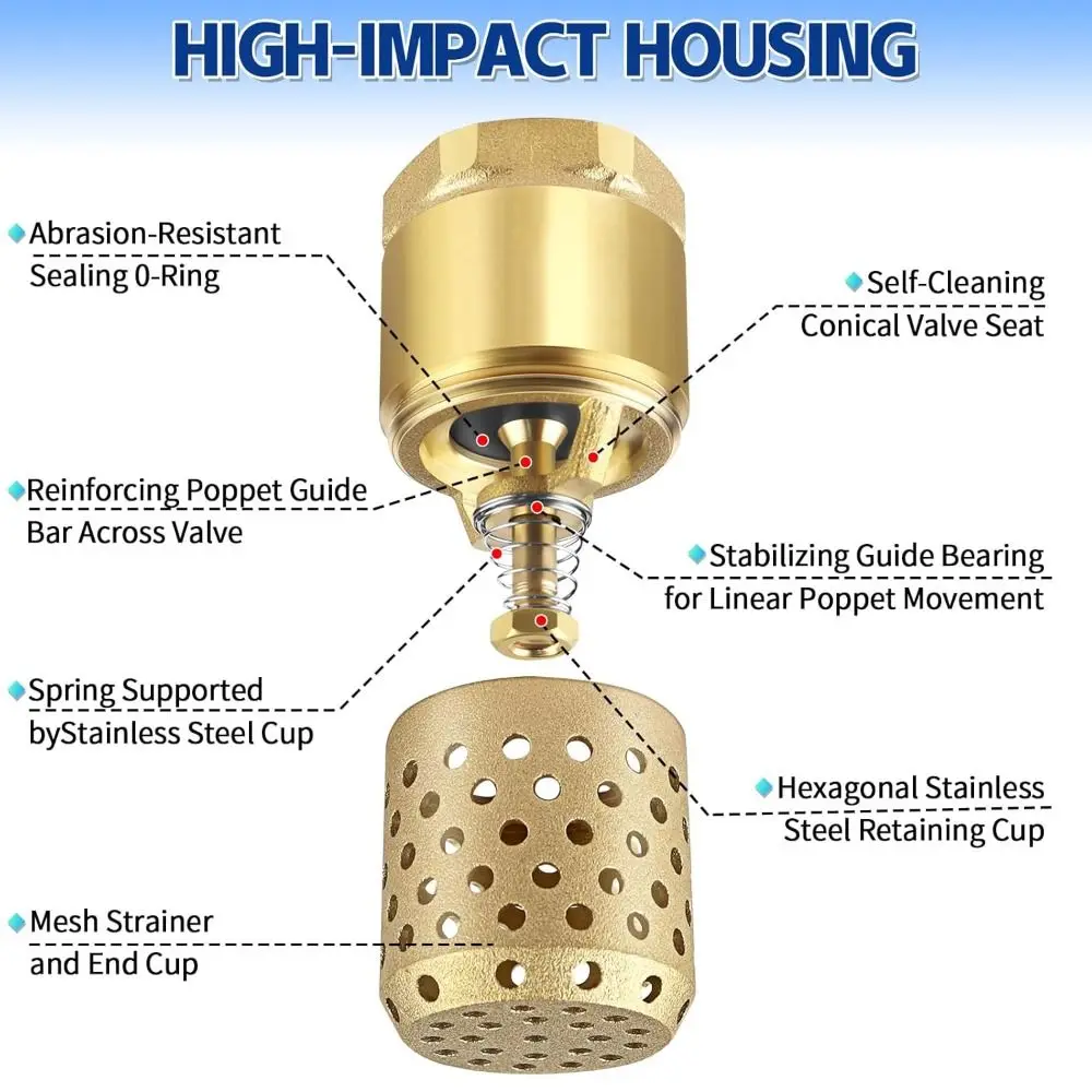 Anti‑Backflow Brass Body Foot Valve Female Thread Thickened Check Valve Hollow Perforated Suction Valve Pipeline Fitting