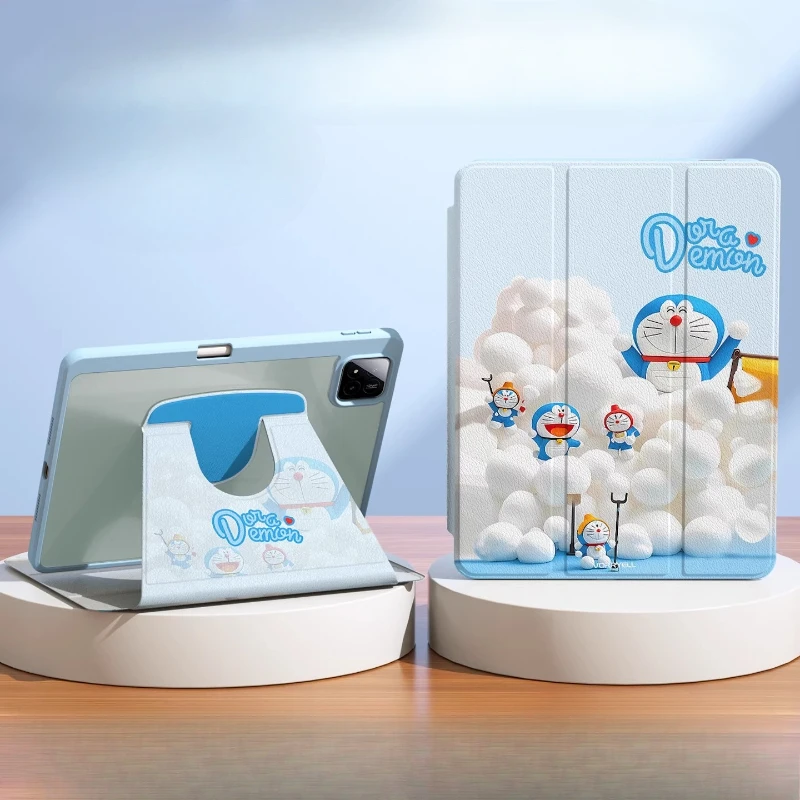 

MINISO Doraemon для iPad Чехол iPad 8/9/10/11 A16 11 дюймов Защитный чехол Air3 4 5 10,9 дюйма M2 M3 Pro4 5 6 12,9 дюйма M4 13 дюймов Чехол для планшета