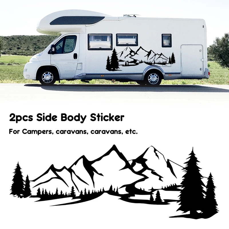 RV Motorhome Side Body Sticker DIY Large Mountain Tree Decal Sticker Decoration For Car Caravan Trailer