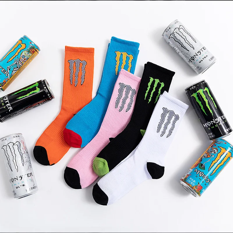 5 ペア モンスター エナジー ソックス メンズ レディース スポーツ ソックス ストリート スタイル ヒップホップ