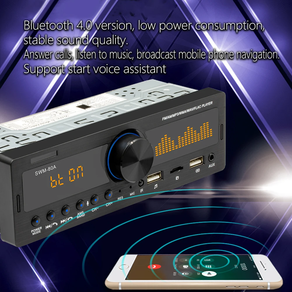 1 DIN راديو السيارة SWM-80A الصوت نسخة محدد السيارات ستيريو في الهواء الطلق بلوتوث متوافق TF USB AUX-في قطع غيار السيارات الشخصية الديكور