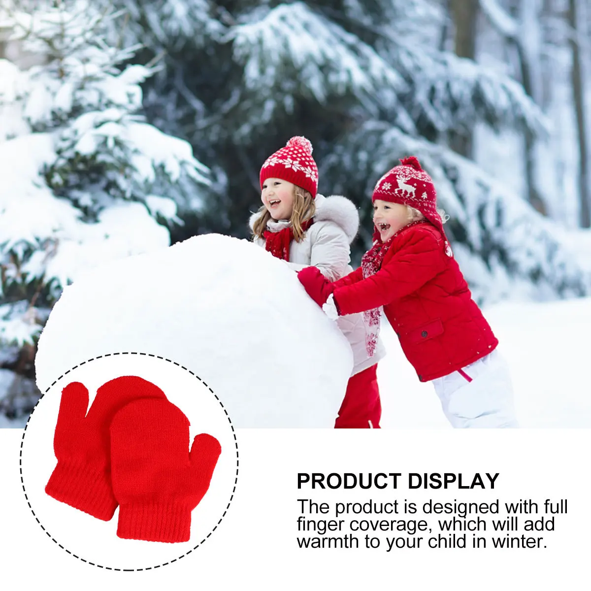 

12Pairs Kids Acrylic Warm Knitted Gloves Solid Color Winter Full Finger Comfortable Children Chidren's Gloves Warm Mitten