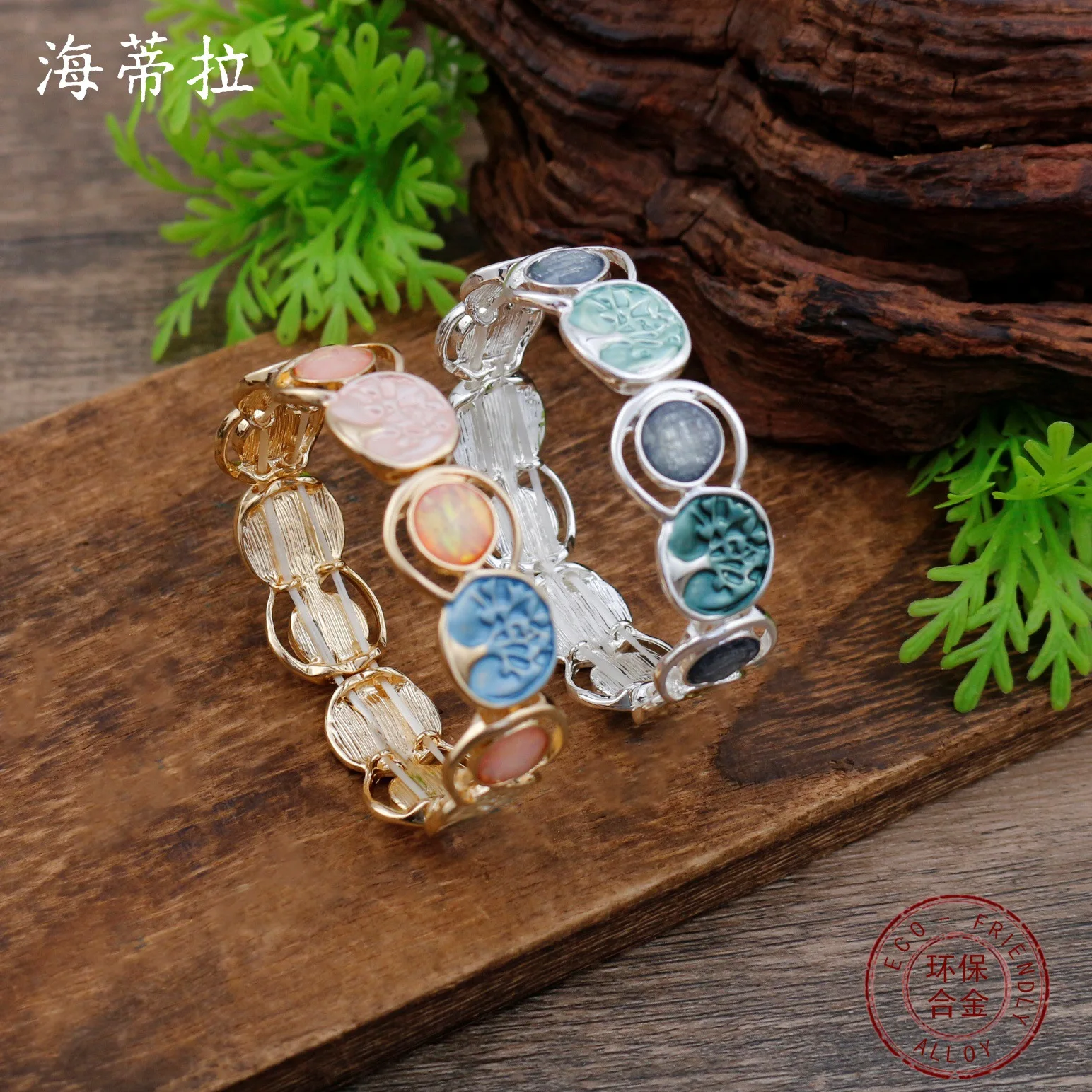 

Новый эмалевый браслет с изображением дерева жизни, эластичный, женский, простой и стильный, браслет с деревом удачи, эластичный, для женщин.