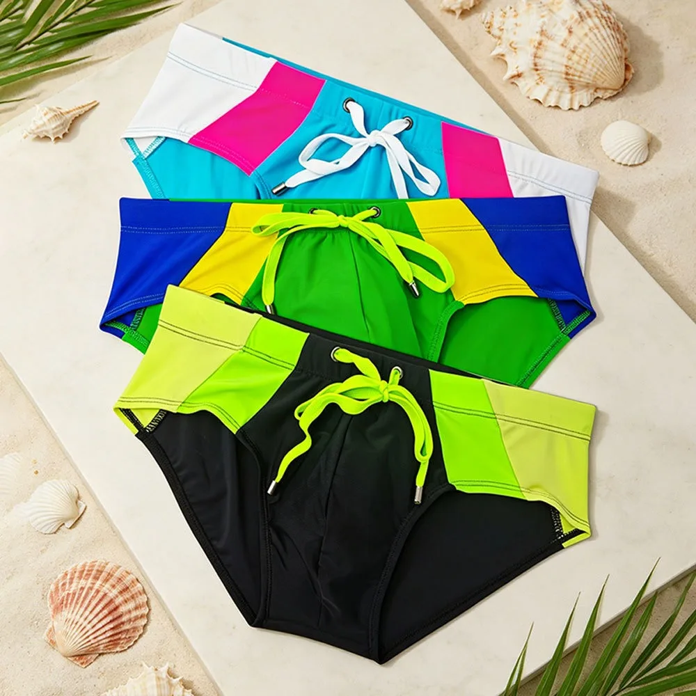 variety of colorful summer color matching fashion European and American triangle swimming belt cup body beach briefs UXH056-1