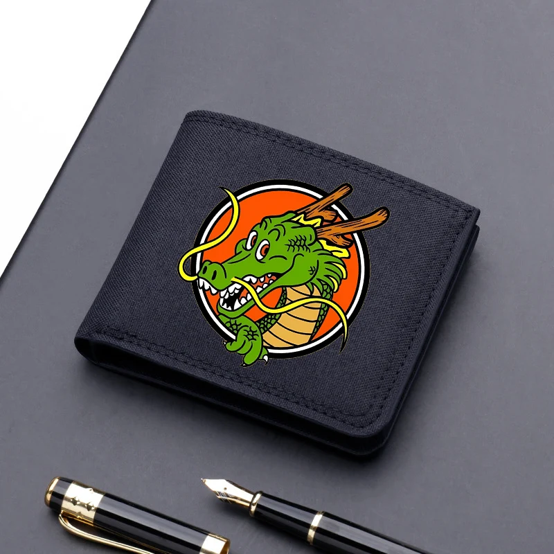 Dragon Ball Men Square Nylon Wallet Anime Character Print Money Clip Stylish Portable Multi Function Card Holder Cartoon Pouch