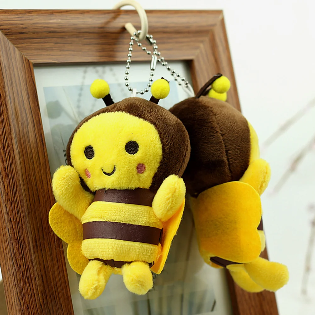 

Bee Keychain Schoolbag Plush Pendants Charms Stuffed Toy Ornament Rings Animals