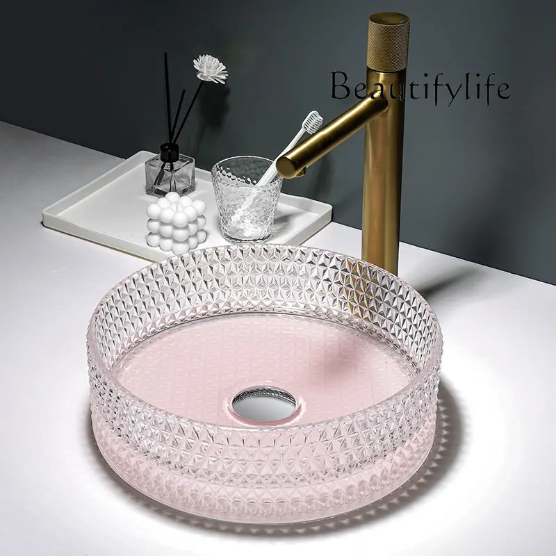 

Innovative, stylish and simple crystal wash basin glass wash basin small size table basin round