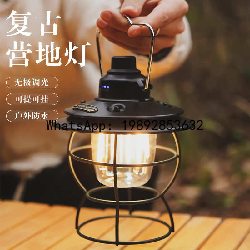Retro, Outdoor Camping Lights Tent, Camp, Ambience, Rechargeable Camping LED Lighting Hanging Lantern