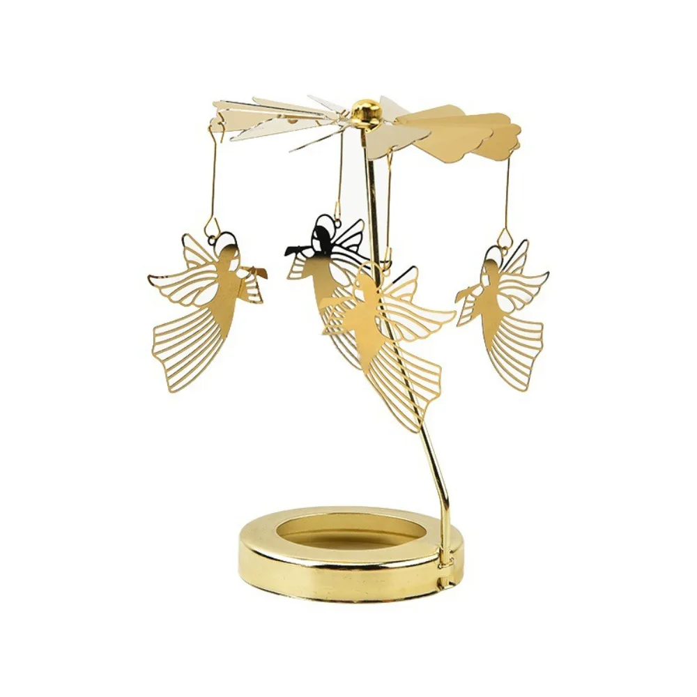 Metal Rotating Candle Holder Heat-Powered Rotation Rotating Mechanism Tea Light Holder Elegance Style Spinner Carousel
