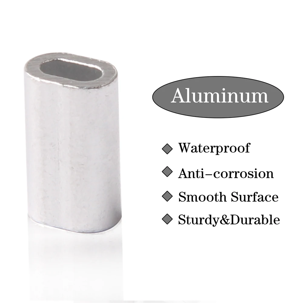 100 Stück Aluminium-Crimp-Hülsen, ovale Crimp-Hülsen, Verbindungskit, Angelhakenhülsen, Angelzubehör – Detail 2