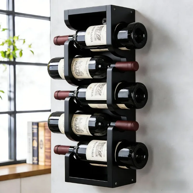 Wooden Wine Bottle Storage Rack Modern Wall Mounted Wine Rack Simple Space Saving Holder Living Room Dining Room Wall Shelf