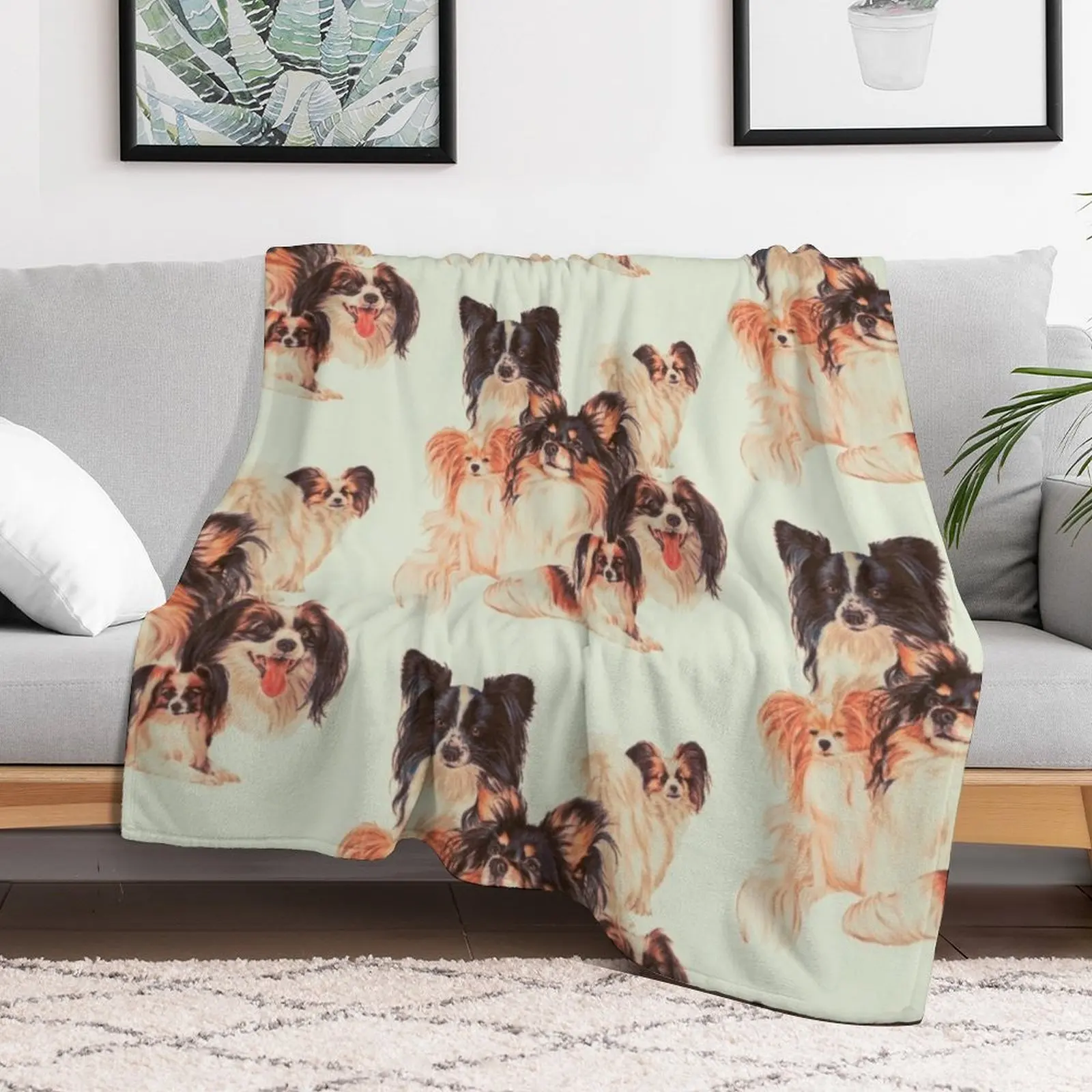 

Papillon Montage Throw Blanket Cute Plaid Flannel Fabric Decorative Sofas for winter Blankets