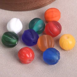 10pcs Round 12mm Pumpkin Shape Handmade Matte Lampwork Glass Loose Beads For Jewelry Making DIY Crafts Findings