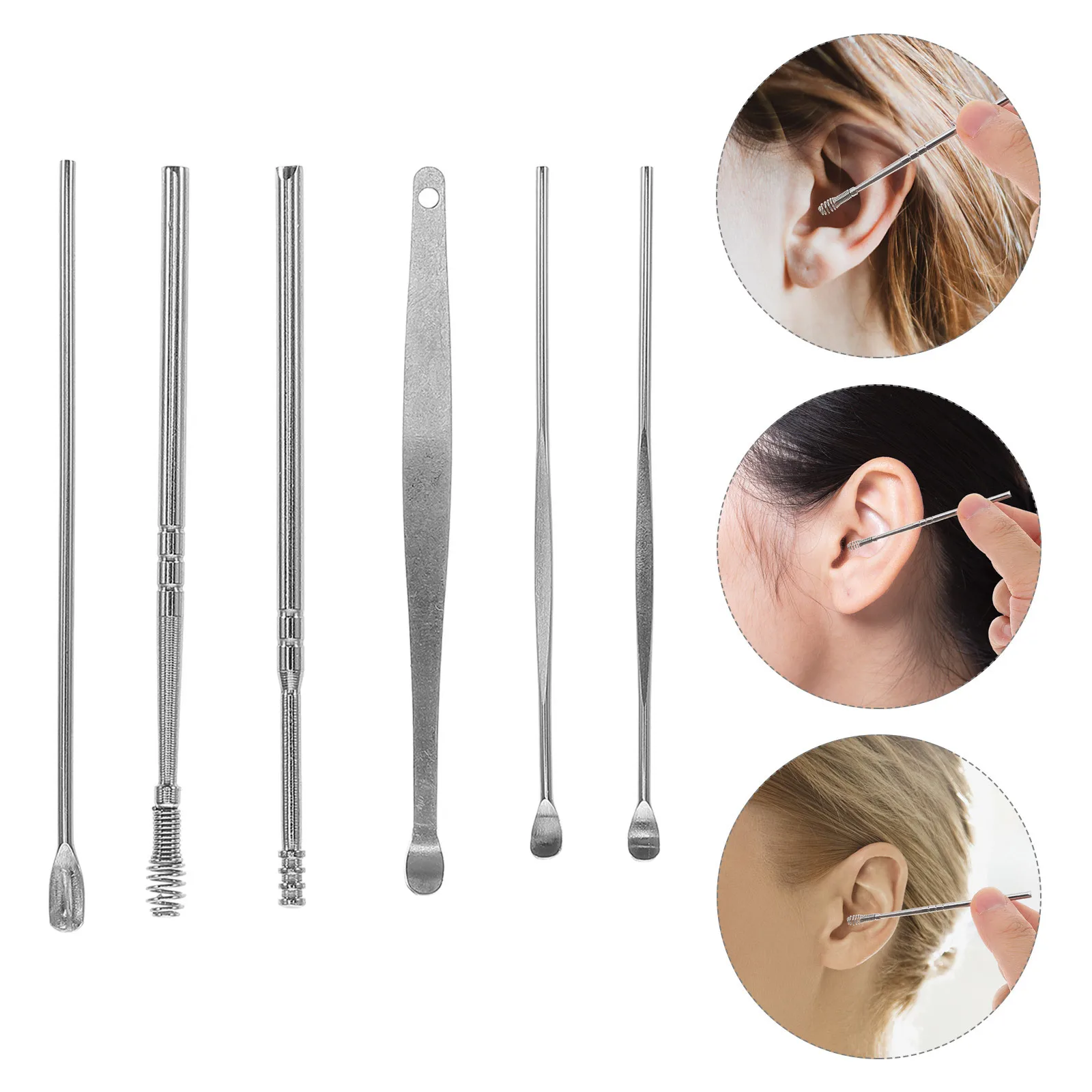 

6Pcs Earwax Removal Kit Spiral Ear Picks Stainless Steel Ear Curettes Deep Clean Earwax Remover Tool Set Safe Durable