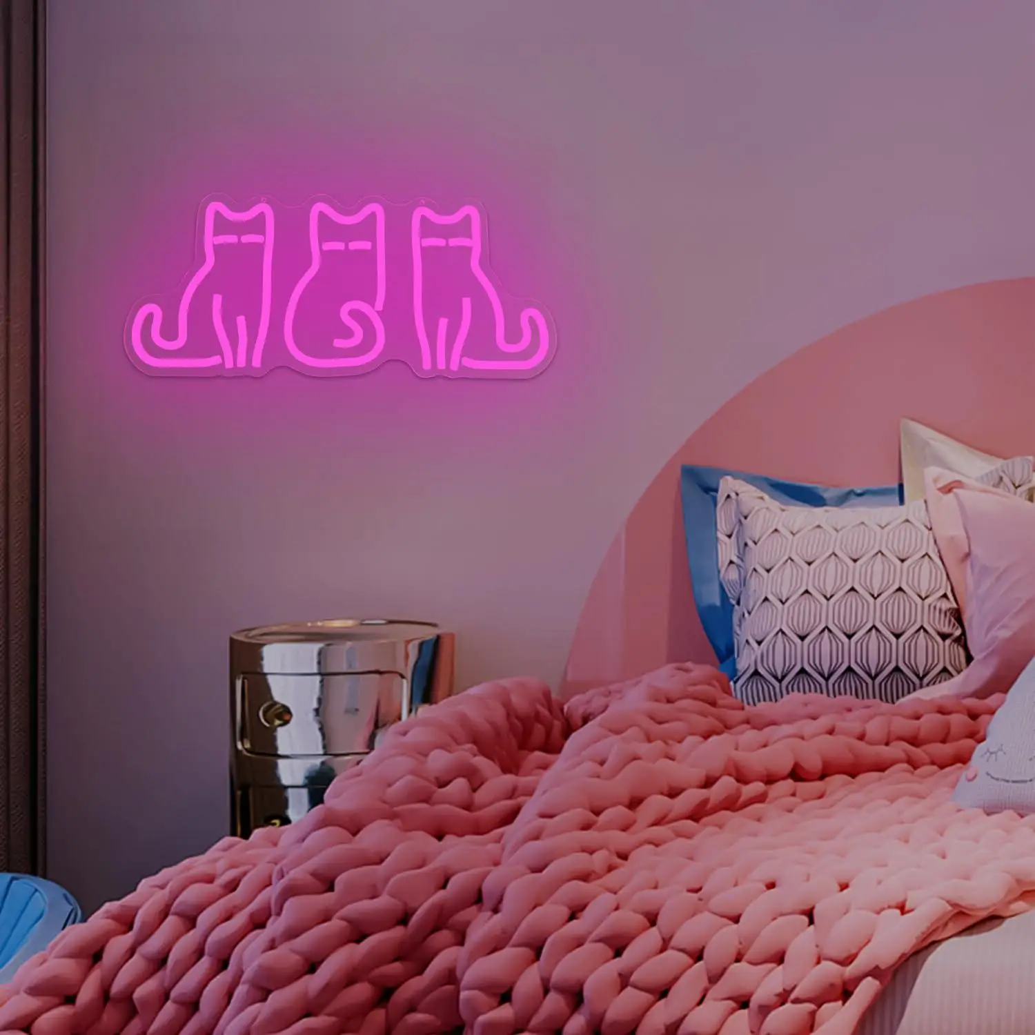 Three Cats Neon Sign USB Dimmable LED Neon Light for Minimalist Bedroom Living Room Home Wall Art Decoration Gifts for Kids