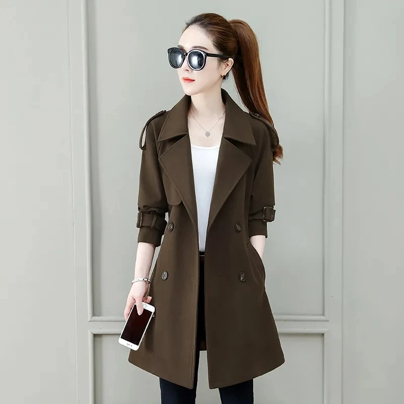 Windbreaker Women's Spring And Autumn 2024 Explosions Temperament Long High-end Fashion Ladies Slim Coat Tide.