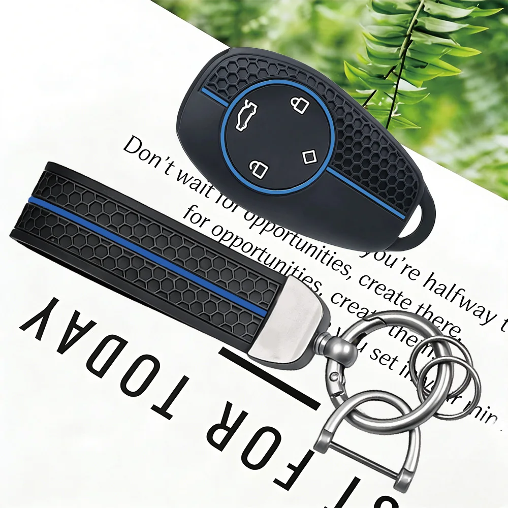 Honeycomb Grain Silicone Smart Car Key Fob Cover, With Keychain, for Leapmotor T03 S01 C11 C01 2023 Remote Control Key
