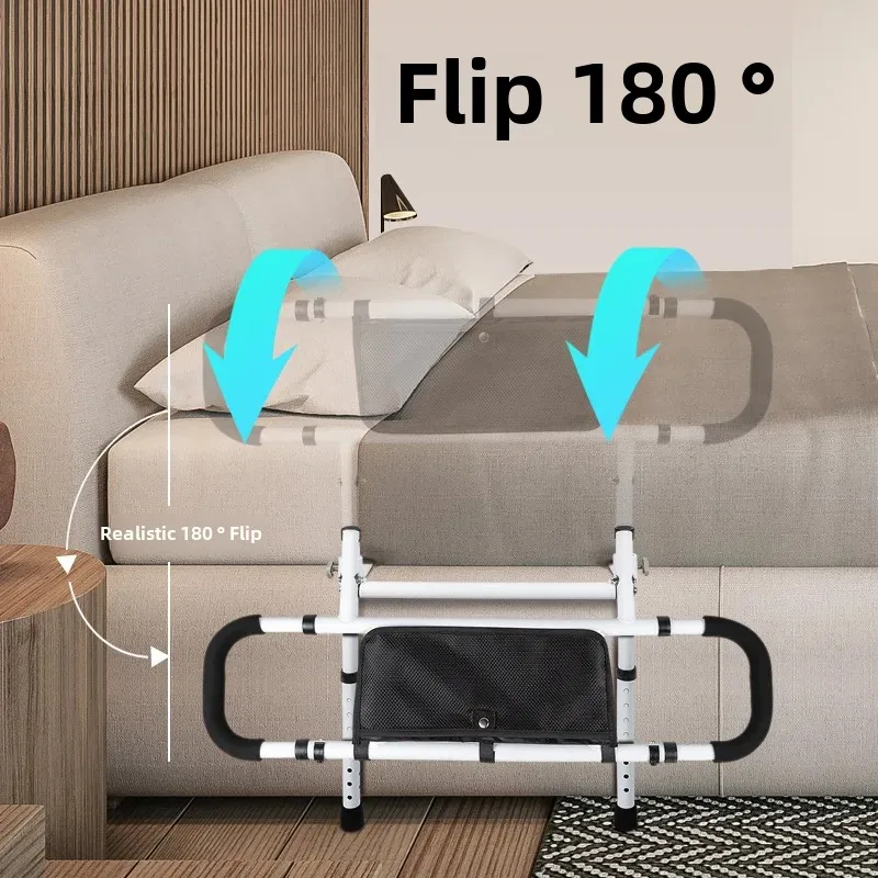 مقبض مساعدة للسرير قابل للطي من الفولاذ الكربوني لكبار السن والنساء الحوامل أداة مساعدة على الحركة المنزلية بجانب السرير أداة مساعدة مرتفعة #2
