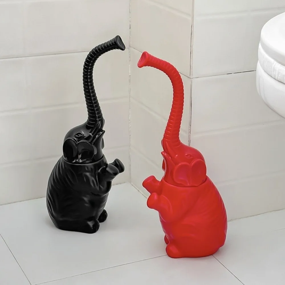 

Long Handle Toilet Brush and Holder Space Saving Cartoon Cute Bathroom Decor Fashion Resin Elephant Toilet Brush Washroom