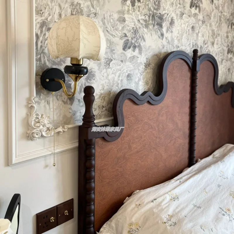 غرفة نوم فرنسية كلاسيكية بتصميم عتيق مزدوج على شكل فراشة إبداعية بطول 1.8 متر، سرير زفاف الأميرة