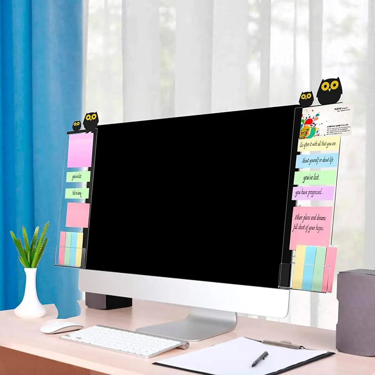 Memo Board for Computer Monitor -2Pcs Computer Monitor Memo Board Transparent Sticky  Desk Organizer Acrylic PC Monitor Side Pan