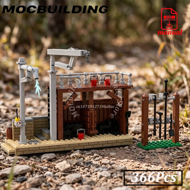 Coaling Plant for Steam Locomotive Railway Accessory MOCBuilding Blocks Brick Toys City Street View Railroad Construction Gift