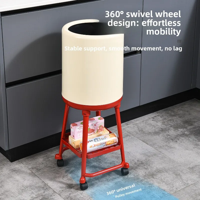 Ergonomic Pedal Trash Can Stylish Tall Legged Wheels Large Capacity Kitchen Storage Kitchen Home Outdoor Commercial