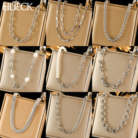 EILIECK 316L Stainless Steel Silver Color Necklace For Women Daily Wear New Neck Chain Fashion Waterproof Jewelry Birthday Gift