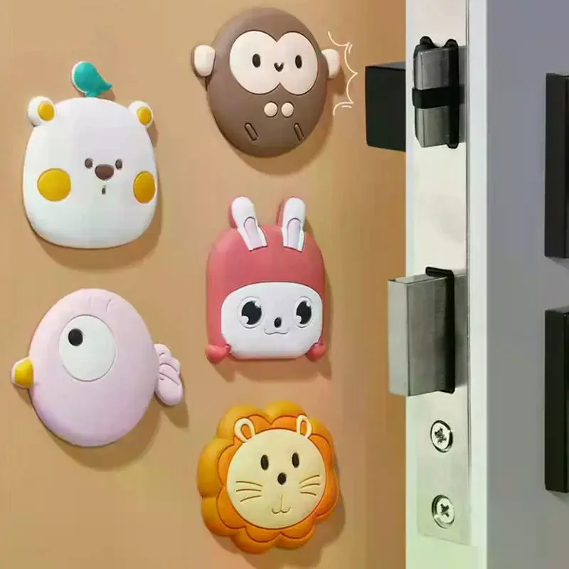 Cartoon Door Stopper Silicone Handle Bumpers Self-adhesive Wall Protector Mute Anti-Shock Stickers Wall Mat For Home Improvement