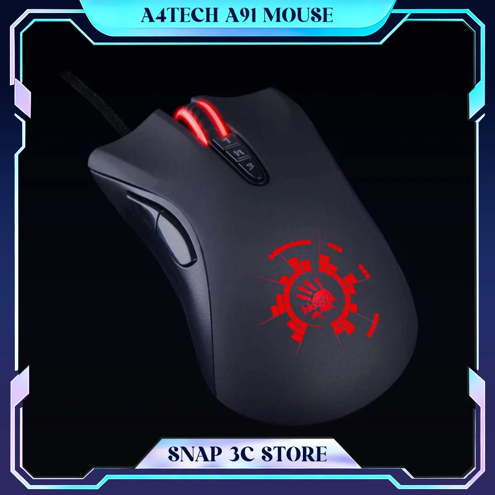 A4tech Bloody A91 Wired Gaming Mouse Light Strike Optical 0.2ms Response 4000 CPI Macro Programming for FPS PC Gamer Laptop