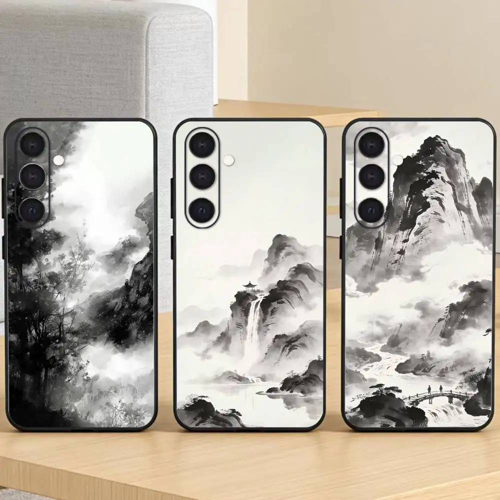Shan shui painting   Phone Case For Samsung Galaxy A73,21,22,32,71,53,52,51,80,5G Soft Black Cover