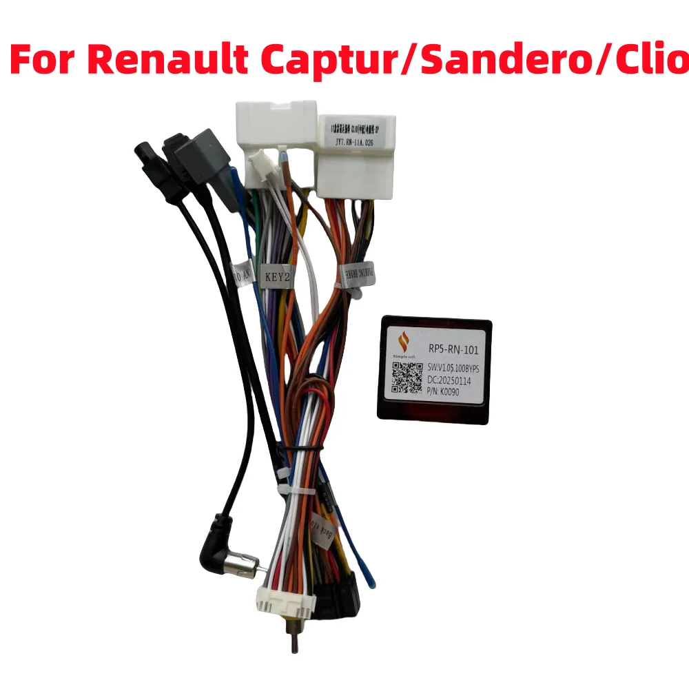 

Автомобильный радиоприемник Canbus Box для RENAULT CAPTUR SANDERO DUSTER KWID DOKKER TRIBER Clio Kangoo, жгут проводов, кабель питания RP5-RN-101