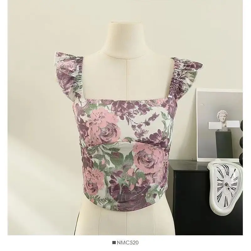 Patchwork Off Shoulder Chemise Femme Floral Blouse Vintage Crop Tops Oil Painting Women Shirt Blusas Mujer De Moda Slim